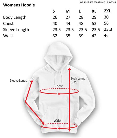 size chart for essentials hoodie.